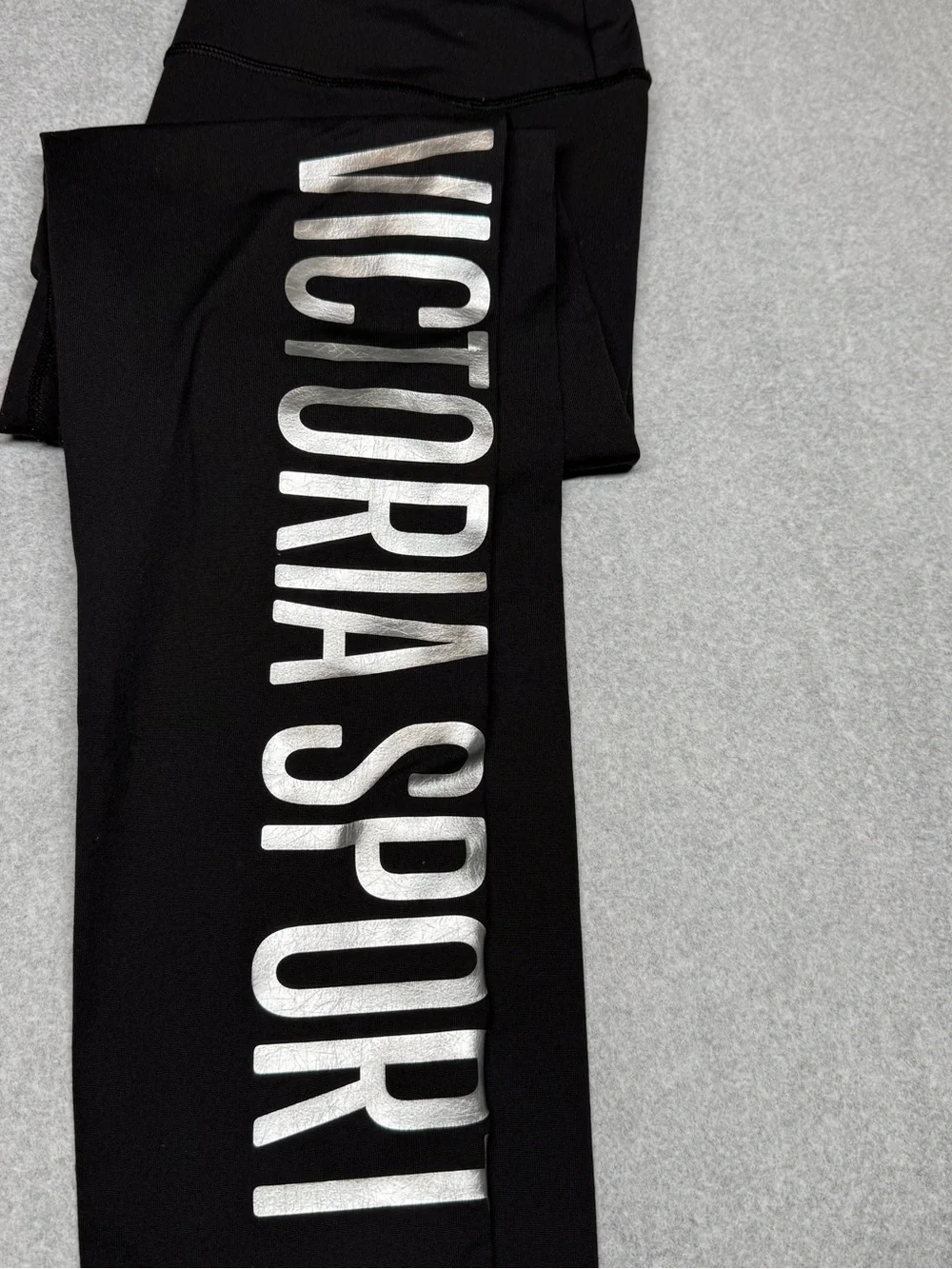 Victoria's Secret Black Leggings with Silver Victoria Sport Logo